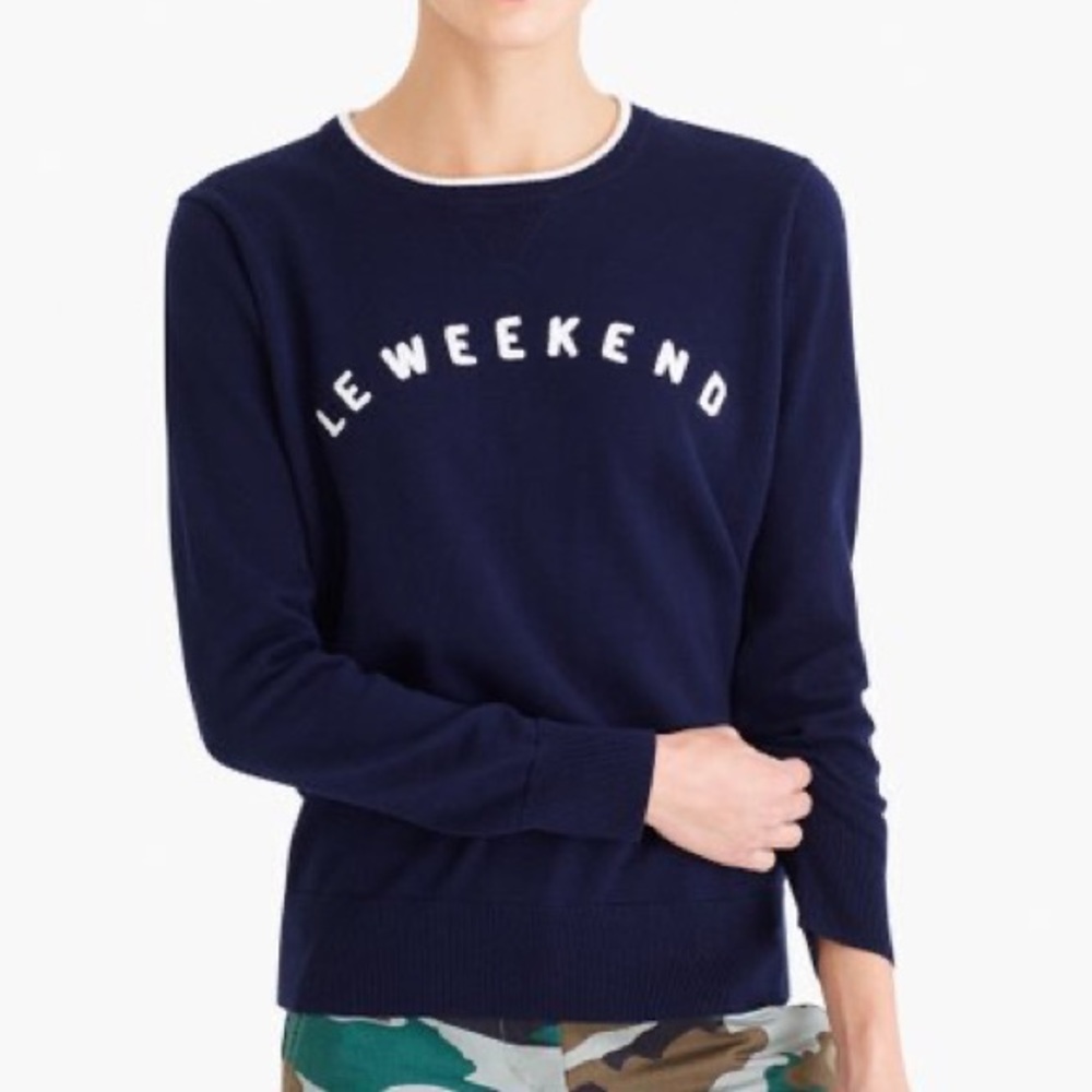J. Crew Le Weekend Navy Blue Cotton Sweater Size XS